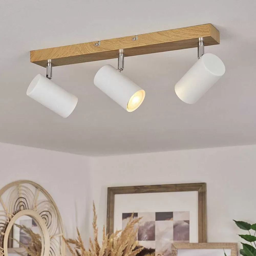 hofstein Plafonnier Javel Brun, Chrome, Couleur Bois, 3 Lumieres