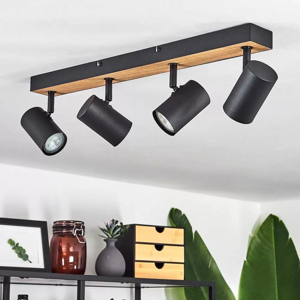 hofstein Plafonnier Javel Brun, Couleur Bois, Noir, 4 Lumieres