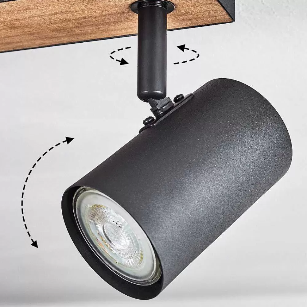 hofstein Plafonnier Javel Brun, Couleur Bois, Noir, 4 Lumieres