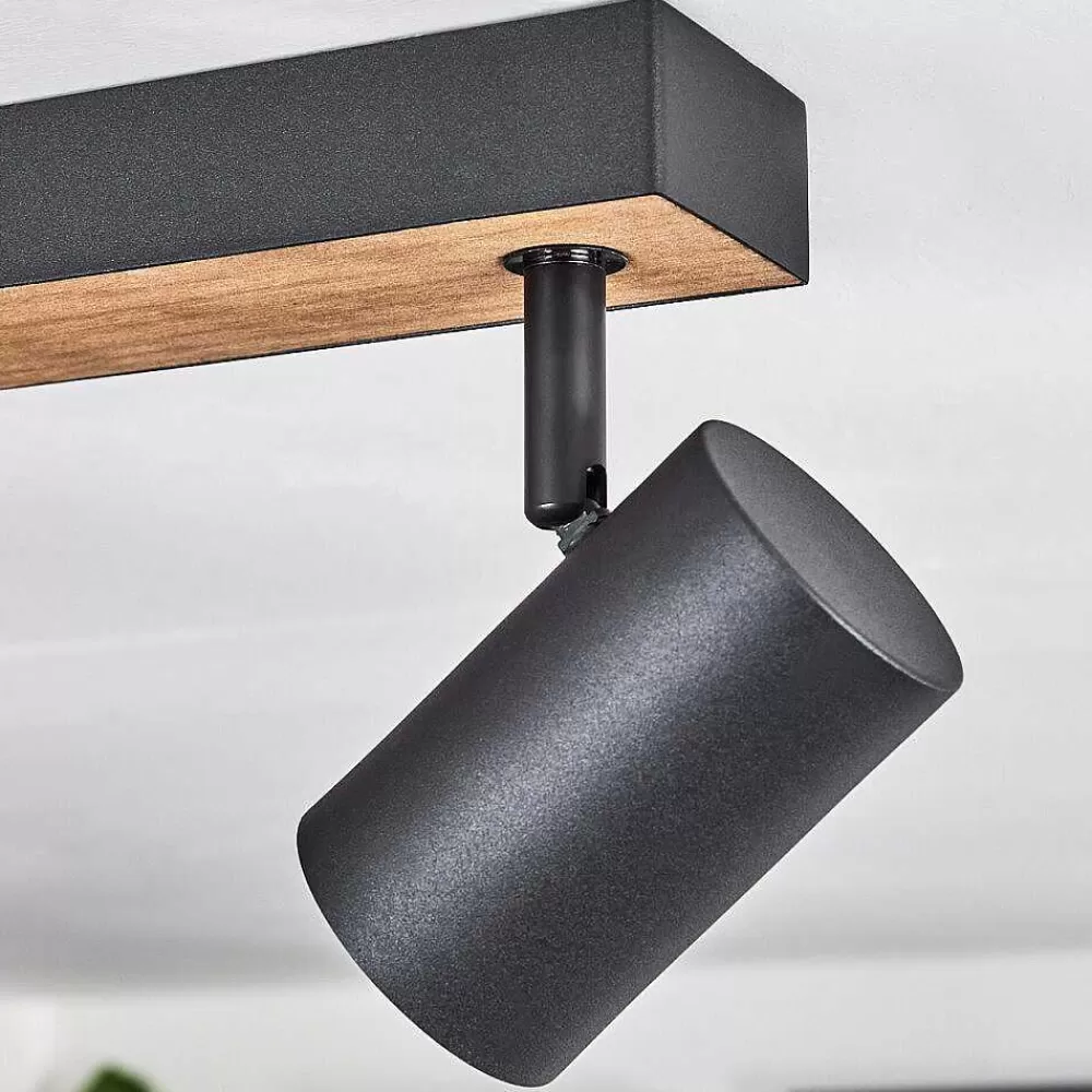 hofstein Plafonnier Javel Brun, Couleur Bois, Noir, 4 Lumieres