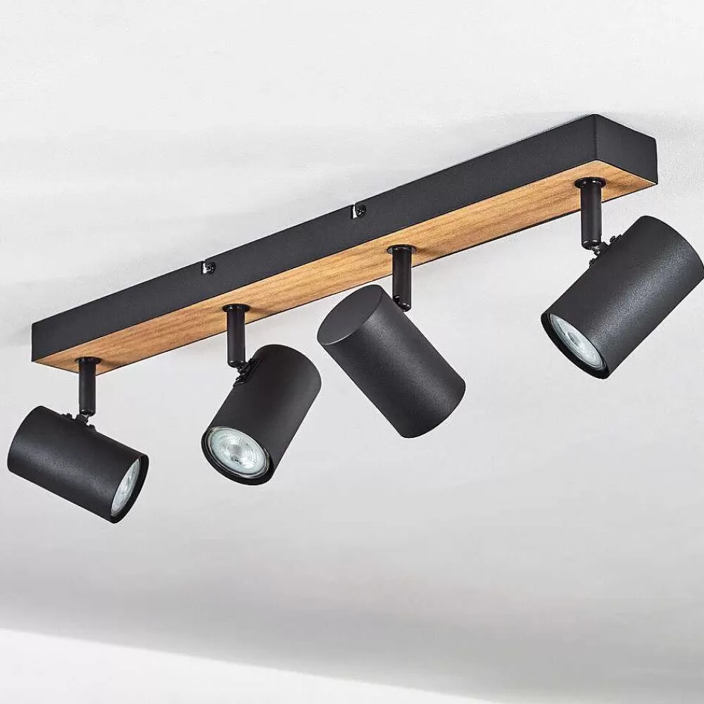 hofstein Plafonnier Javel Brun, Couleur Bois, Noir, 4 Lumieres