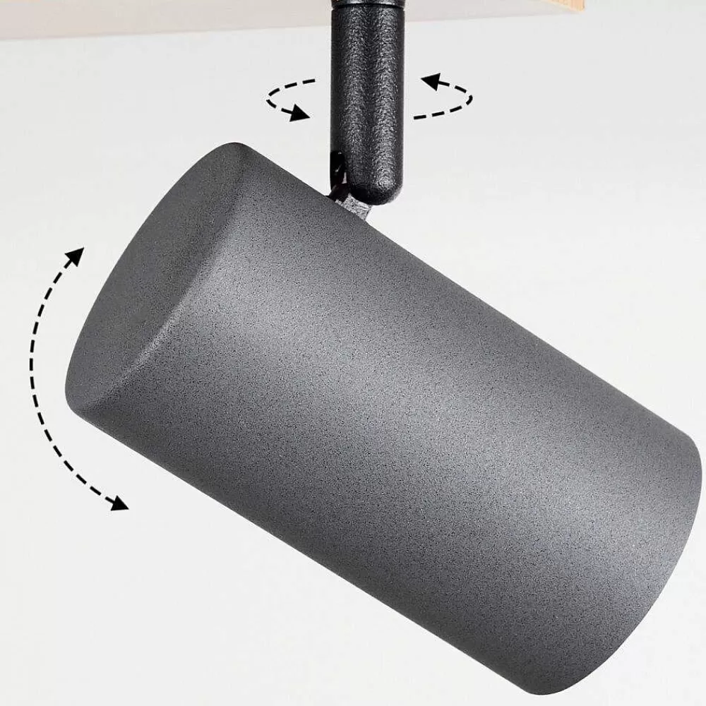 hofstein Plafonnier Javel Brun, Gris, Couleur Bois, 6 Lumieres