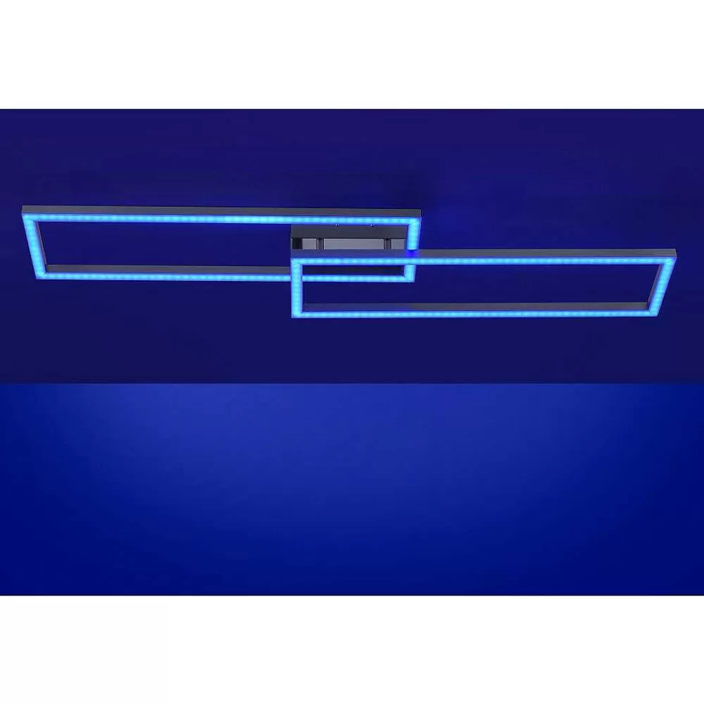 Luminaires Leuchten Direkt Plafonnier Leuchten Direkt Ls-Maxi Led Acier Inoxydable, 1 Lumiere, Telecommandes, Changeur De Couleurs