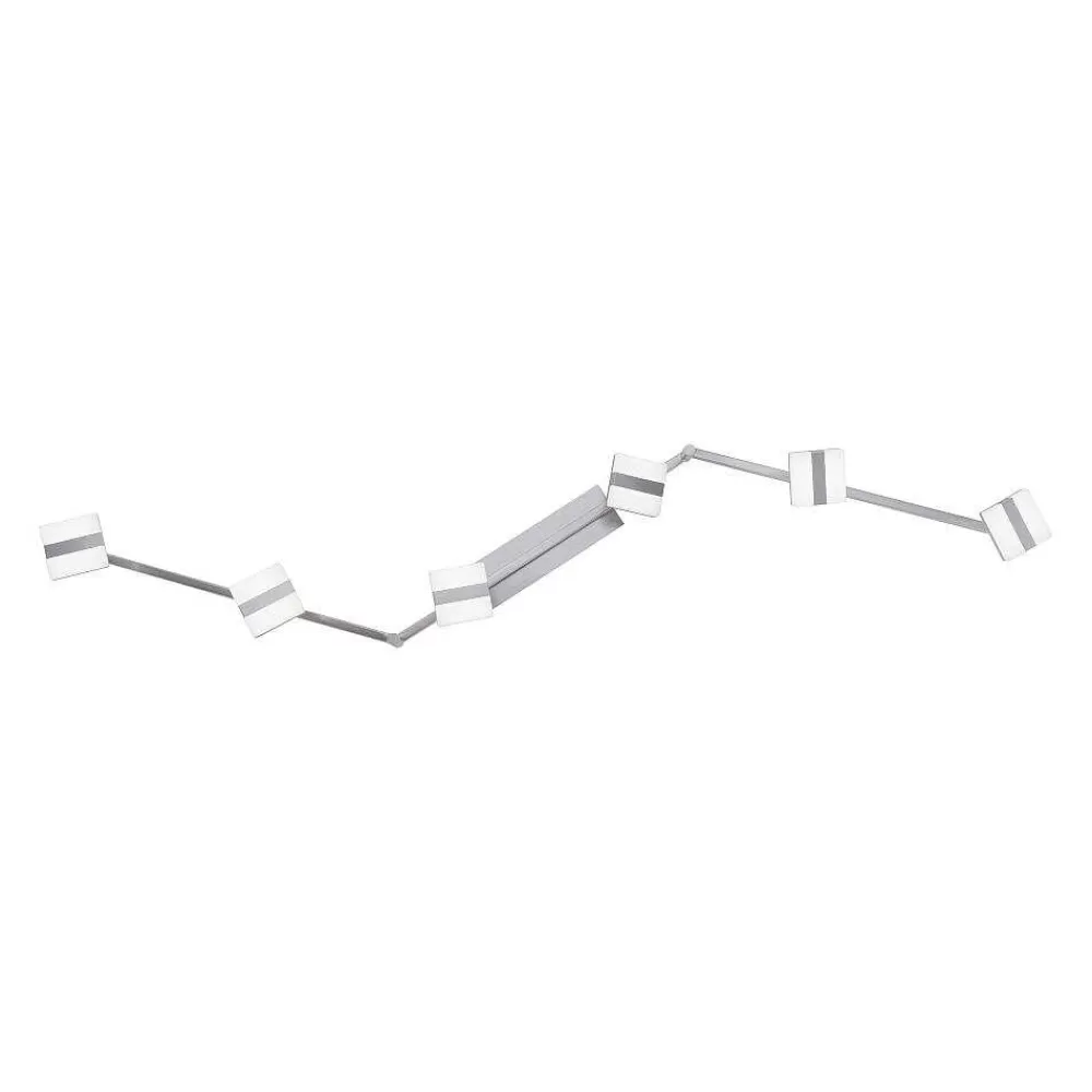 Luminaires Leuchten Direkt Plafonnier Leuchten-Direkt Sabi Led Nickel Mat, 6 Lumieres, Telecommandes, Changeur De Couleurs