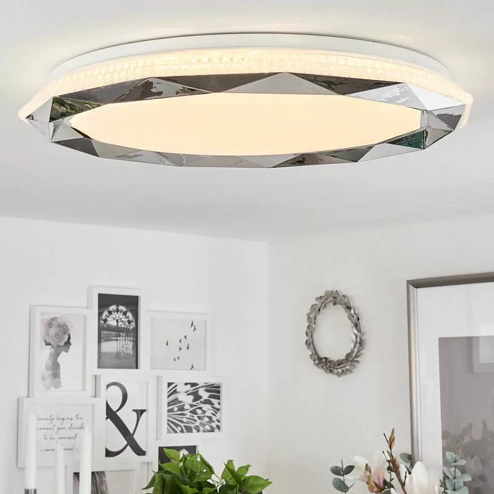 hofstein Plafonnier Lisei Led Blanc, 1 Lumiere, Telecommandes, Changeur De Couleurs