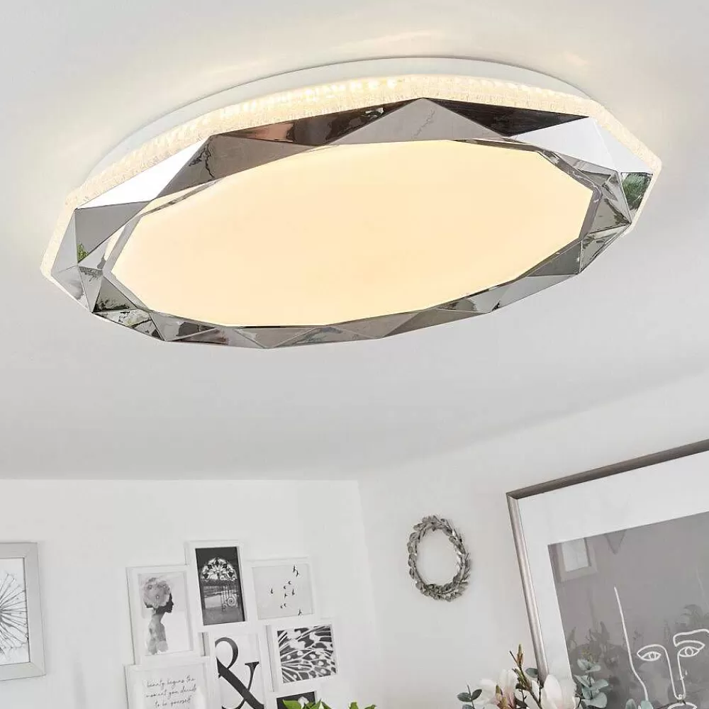 hofstein Plafonnier Lisei Led Blanc, 1 Lumiere, Telecommandes, Changeur De Couleurs