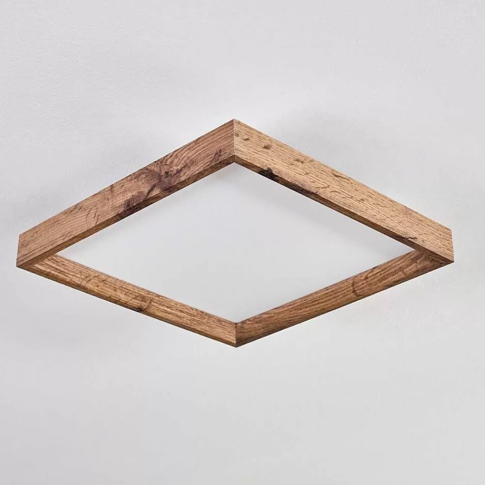 hofstein Plafonnier Longvic Led Brun, Couleur Bois, Noir, 1 Lumiere