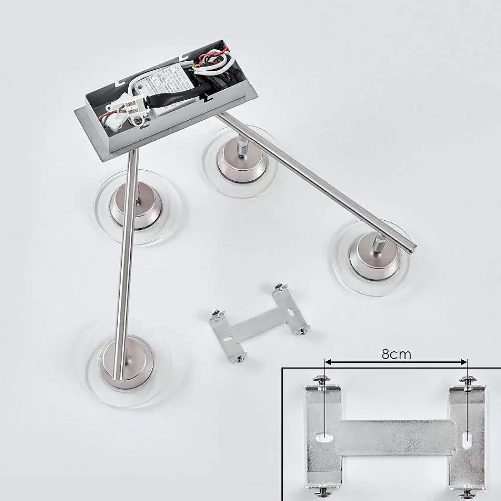 hofstein Plafonnier Marsen Led Chrome, Nickel Mat, 4 Lumieres, Telecommandes, Changeur De Couleurs
