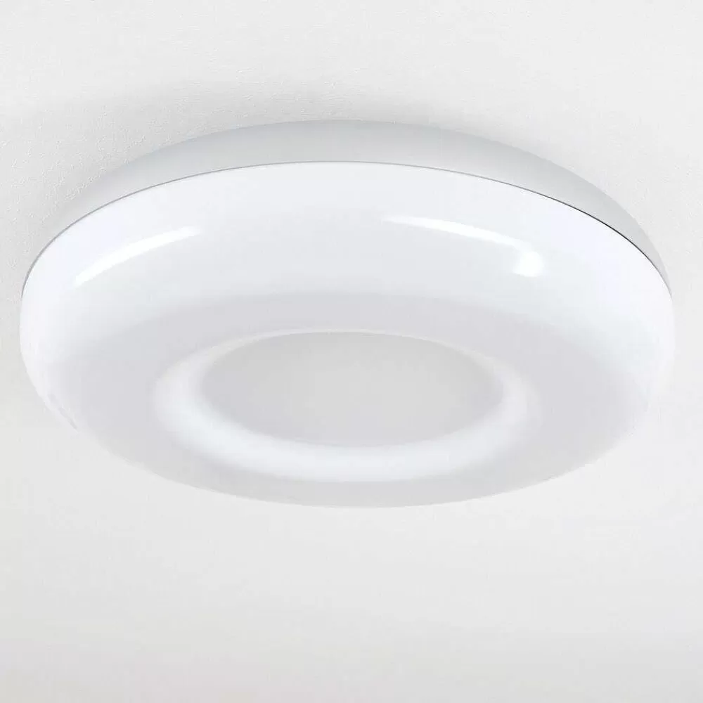 hofstein Plafonnier Monfebres Led Argente, Blanc, 1 Lumiere, Telecommandes, Changeur De Couleurs