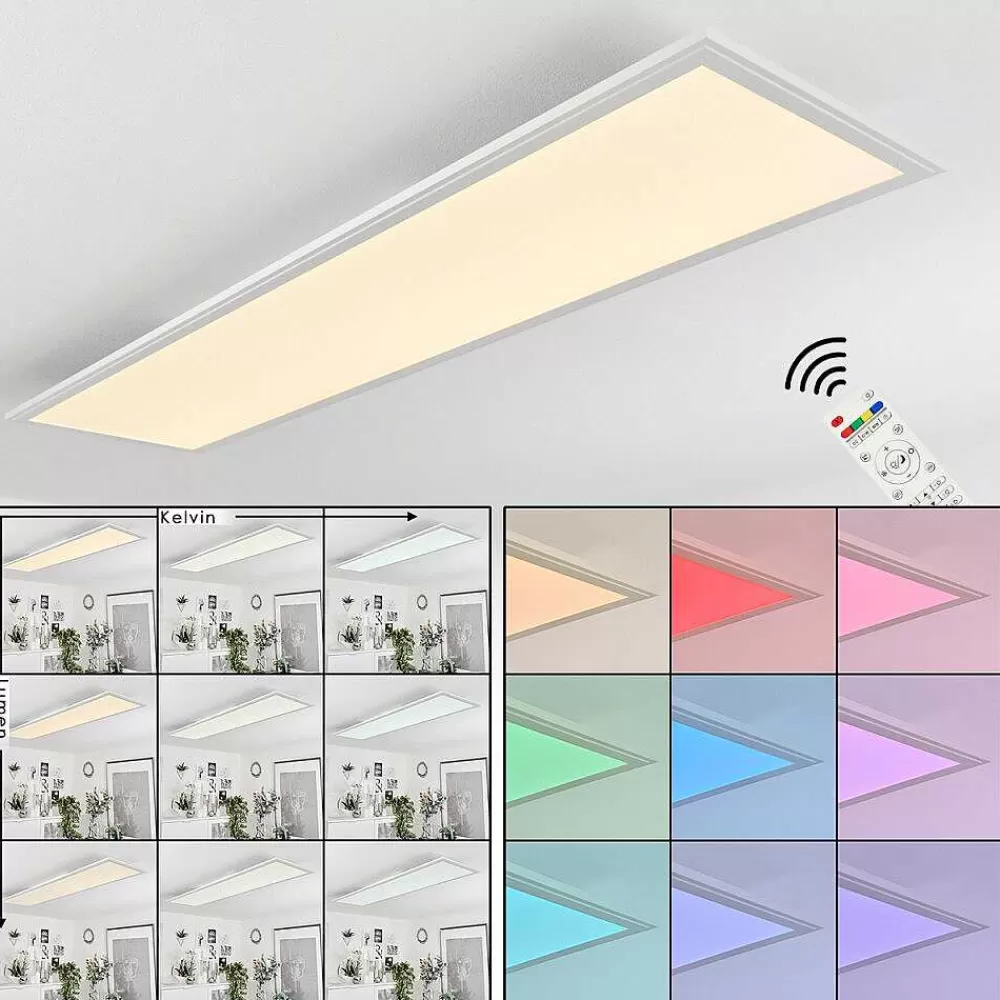 hofstein Plafonnier Montalba Led Blanc, 1 Lumiere, Telecommandes, Changeur De Couleurs