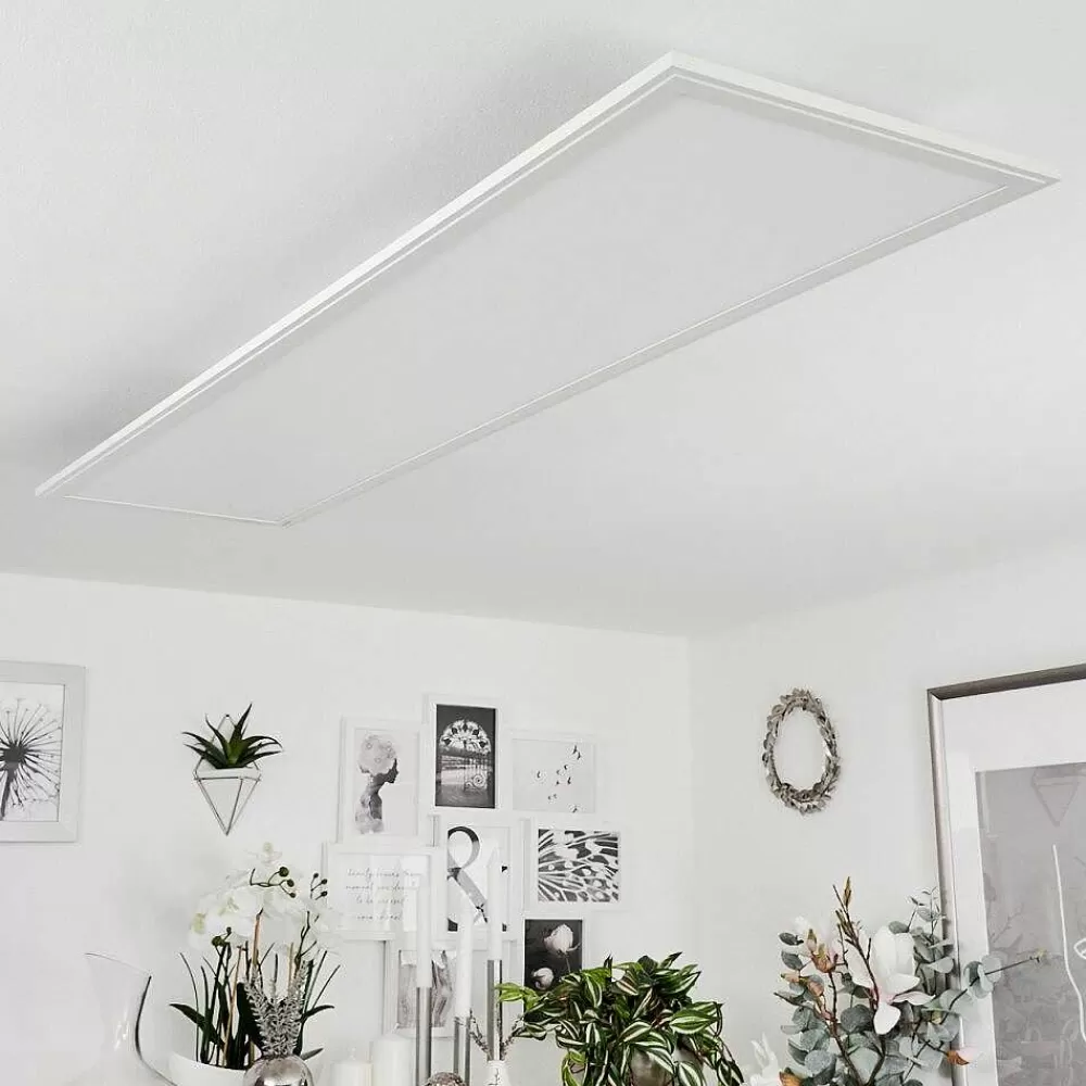 hofstein Plafonnier Montalba Led Blanc, 1 Lumiere, Telecommandes, Changeur De Couleurs