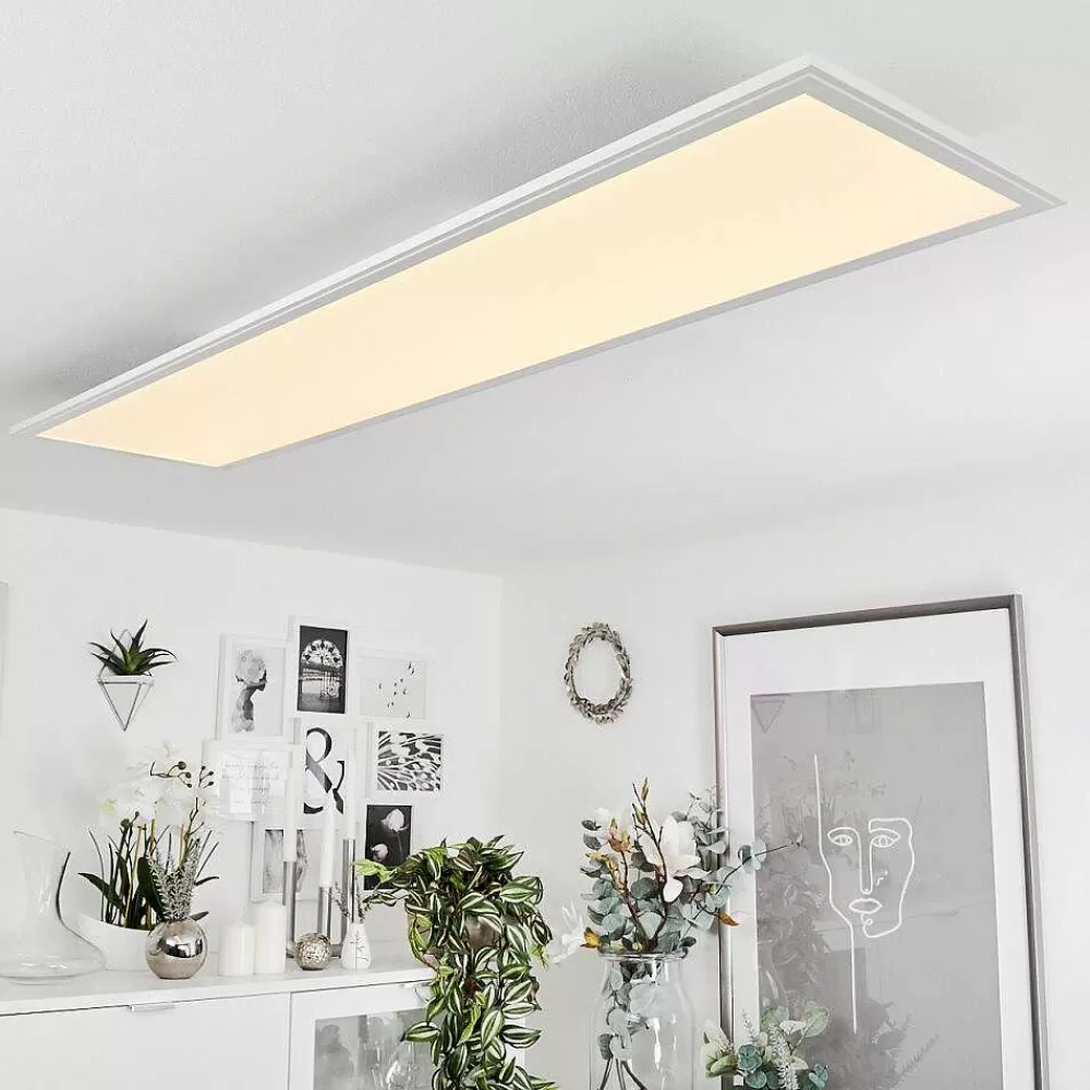 hofstein Plafonnier Montalba Led Blanc, 1 Lumiere, Telecommandes, Changeur De Couleurs