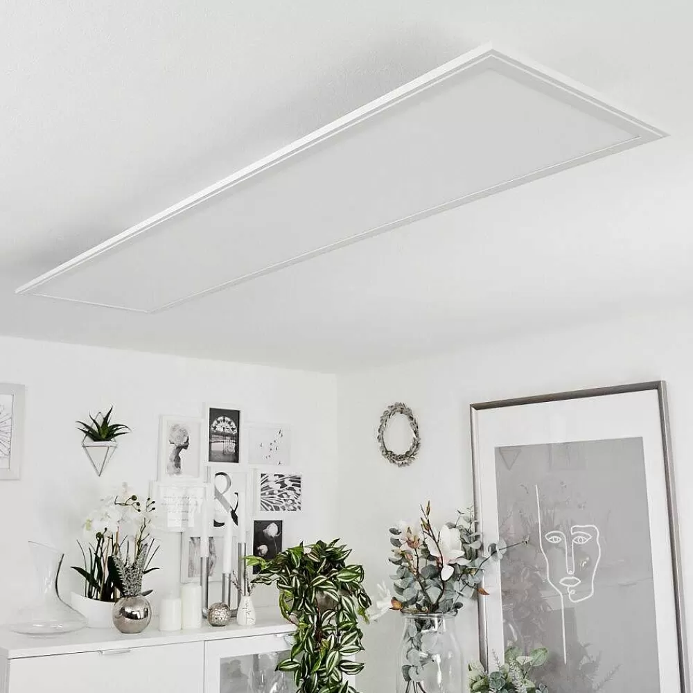 hofstein Plafonnier Montalba Led Blanc, 1 Lumiere, Telecommandes, Changeur De Couleurs