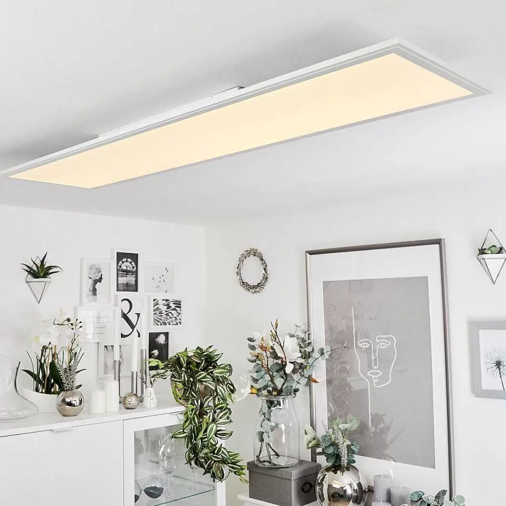 hofstein Plafonnier Montalba Led Blanc, 1 Lumiere, Telecommandes, Changeur De Couleurs