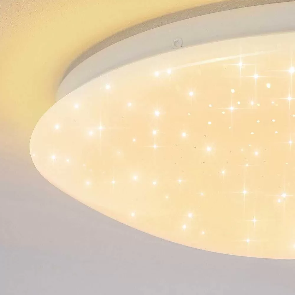hofstein Plafonnier Norton Star Led Blanc, 1 Lumiere, Telecommandes, Changeur De Couleurs