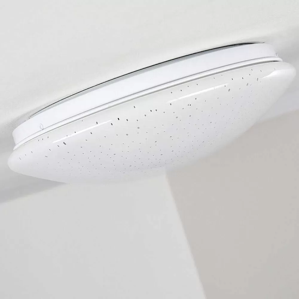 hofstein Plafonnier Norton Star Led Blanc, 1 Lumiere, Telecommandes, Changeur De Couleurs
