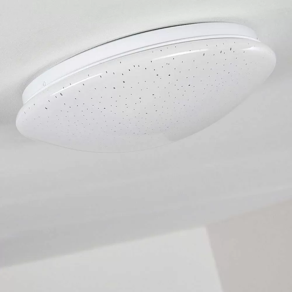 hofstein Plafonnier Norton Star Led Blanc, 1 Lumiere, Telecommandes, Changeur De Couleurs