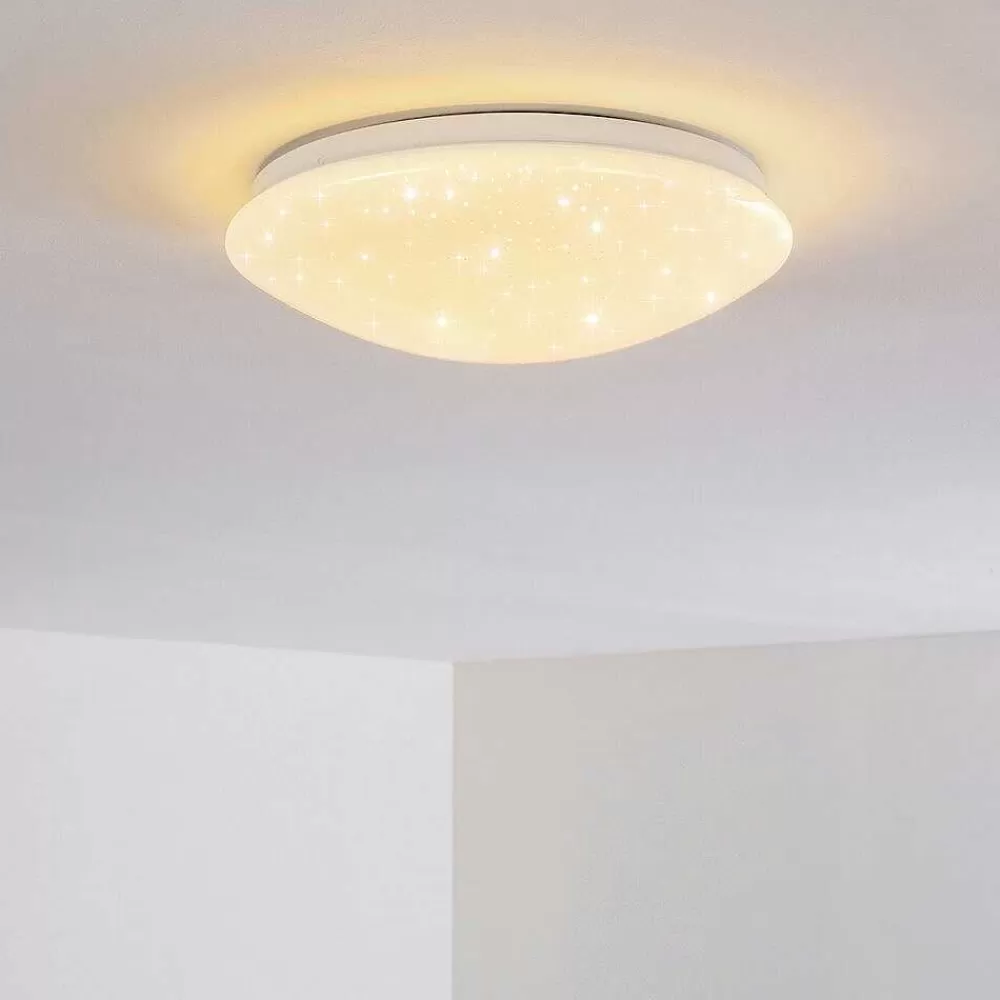hofstein Plafonnier Norton Star Led Blanc, 1 Lumiere, Telecommandes, Changeur De Couleurs