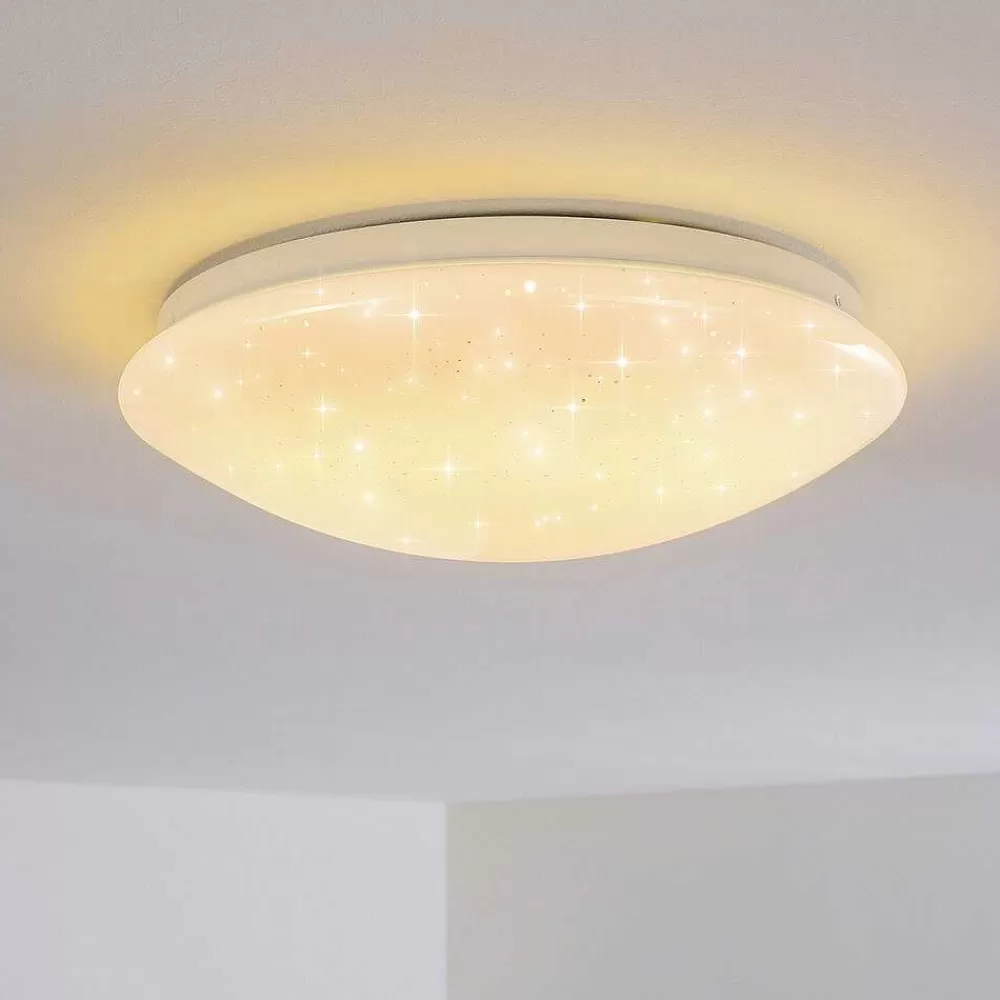 hofstein Plafonnier Norton Star Led Blanc, 1 Lumiere, Telecommandes, Changeur De Couleurs