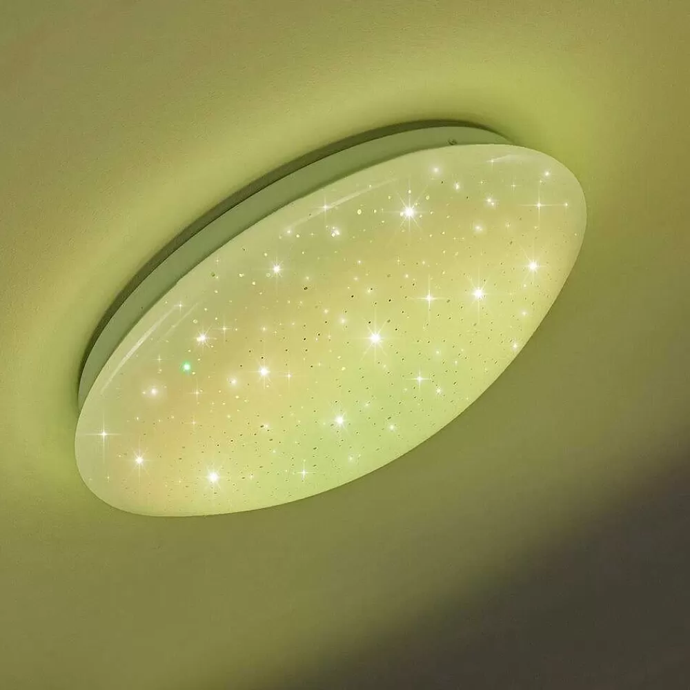 hofstein Plafonnier Norton Star Led Blanc, 1 Lumiere, Telecommandes, Changeur De Couleurs