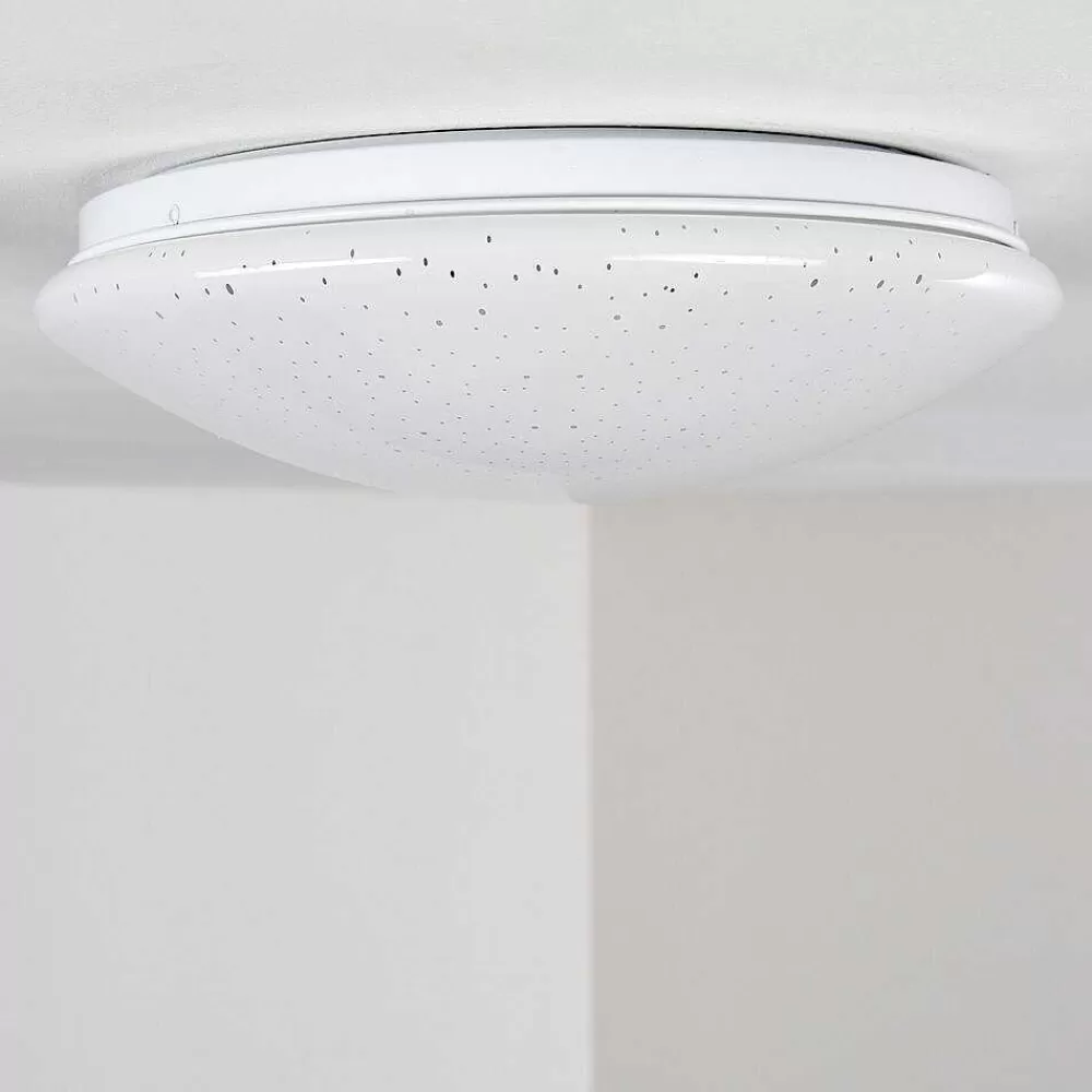 hofstein Plafonnier Norton Star Led Blanc, 1 Lumiere, Telecommandes, Changeur De Couleurs
