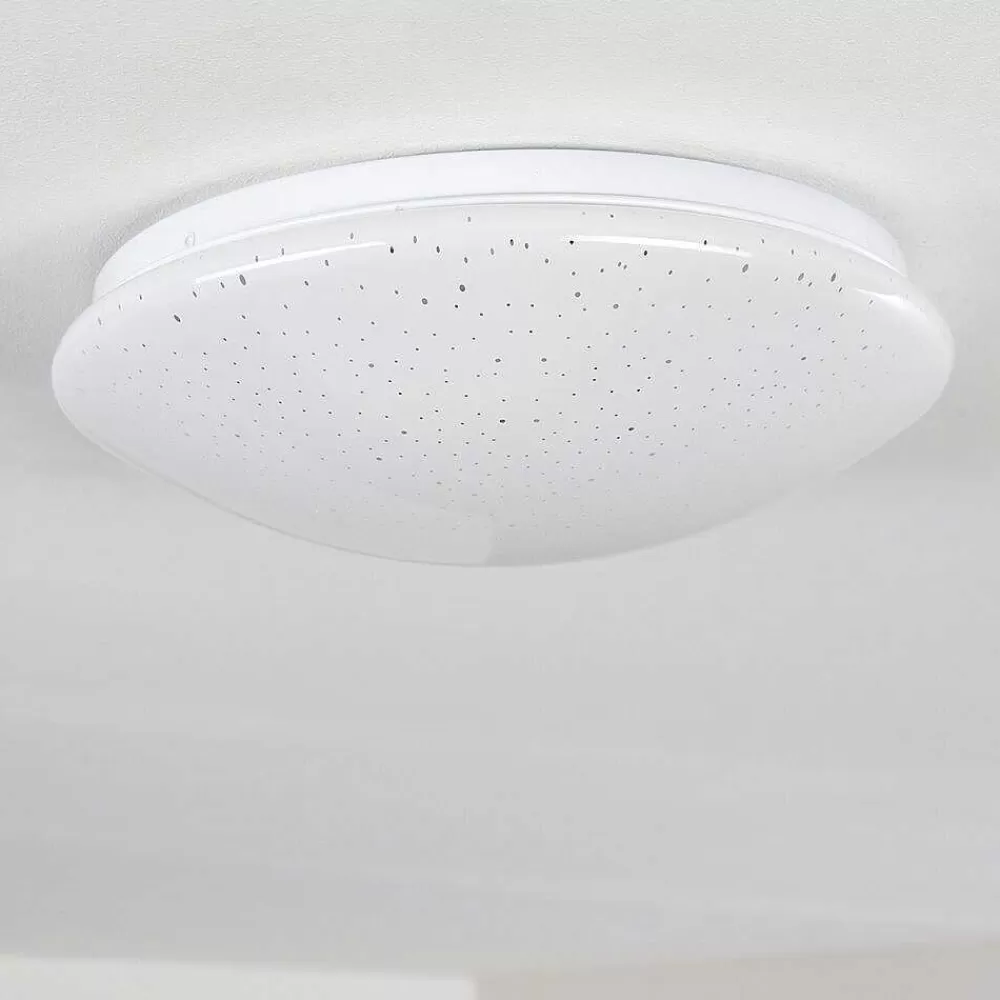 hofstein Plafonnier Norton Star Led Blanc, 1 Lumiere, Telecommandes, Changeur De Couleurs