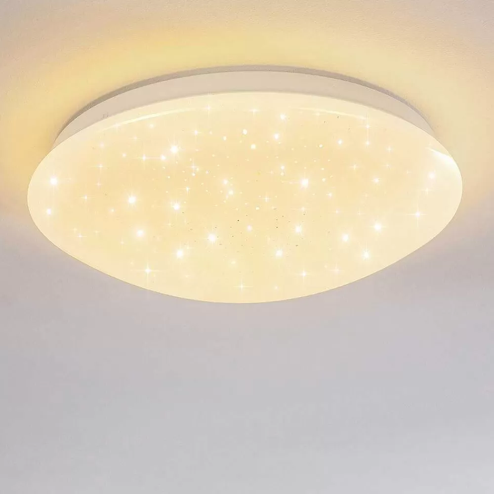 hofstein Plafonnier Norton Star Led Blanc, 1 Lumiere, Telecommandes, Changeur De Couleurs