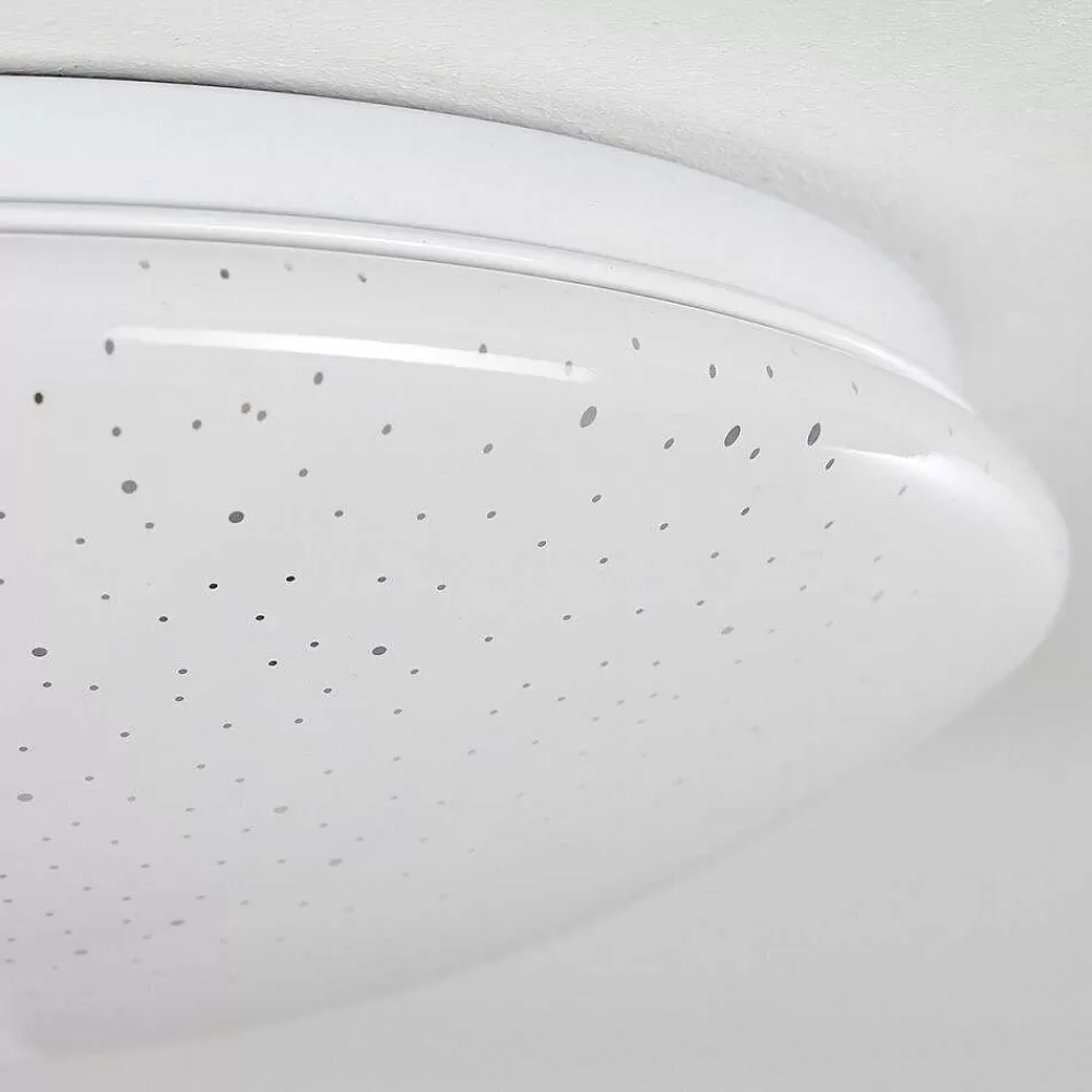 hofstein Plafonnier Norton Star Led Blanc, 1 Lumiere, Telecommandes, Changeur De Couleurs