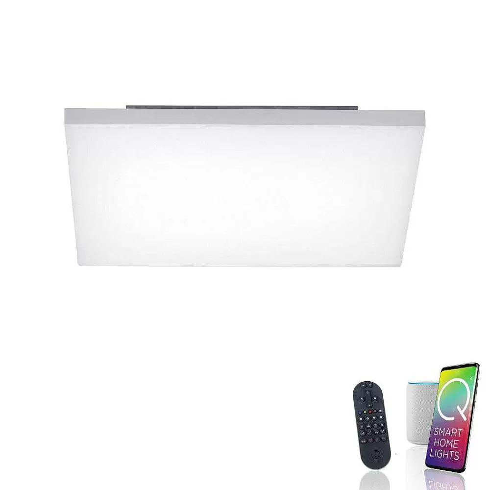 Paul Neuhaus Q-Serie Plafonnier Paul Neuhaus Q-Flag Led Blanc, 1 Lumiere, Telecommandes, Changeur De Couleurs