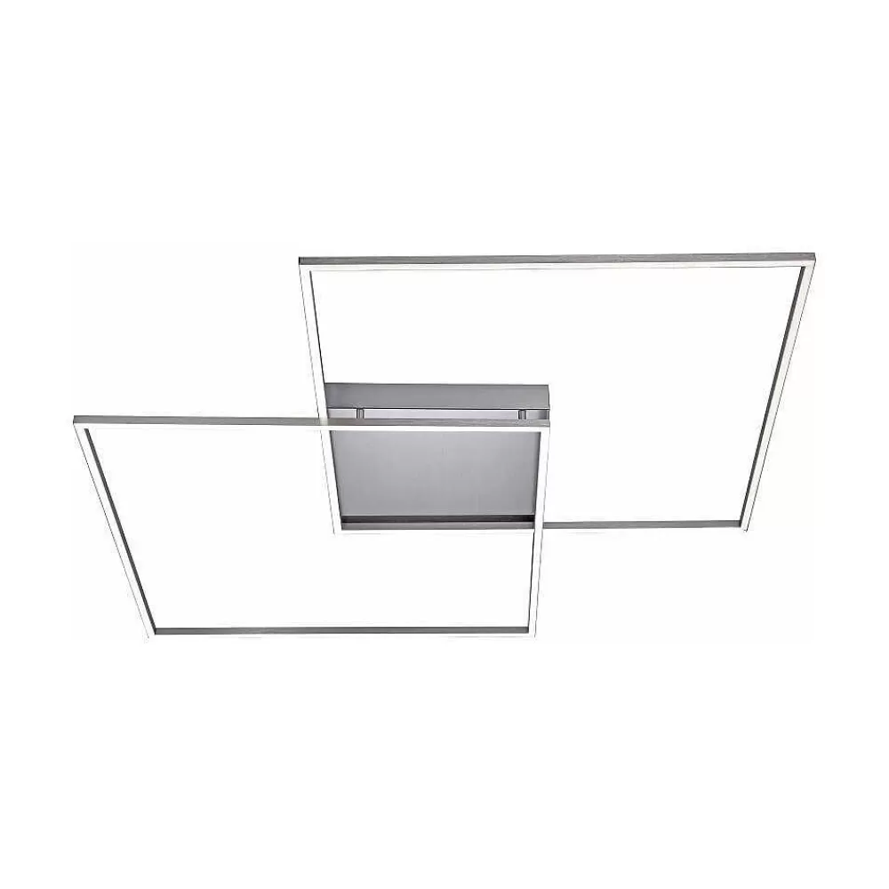 Paul Neuhaus Q-Serie Plafonnier Paul Neuhaus Q-Inigo Led Acier Inoxydable, 2 Lumieres, Telecommandes