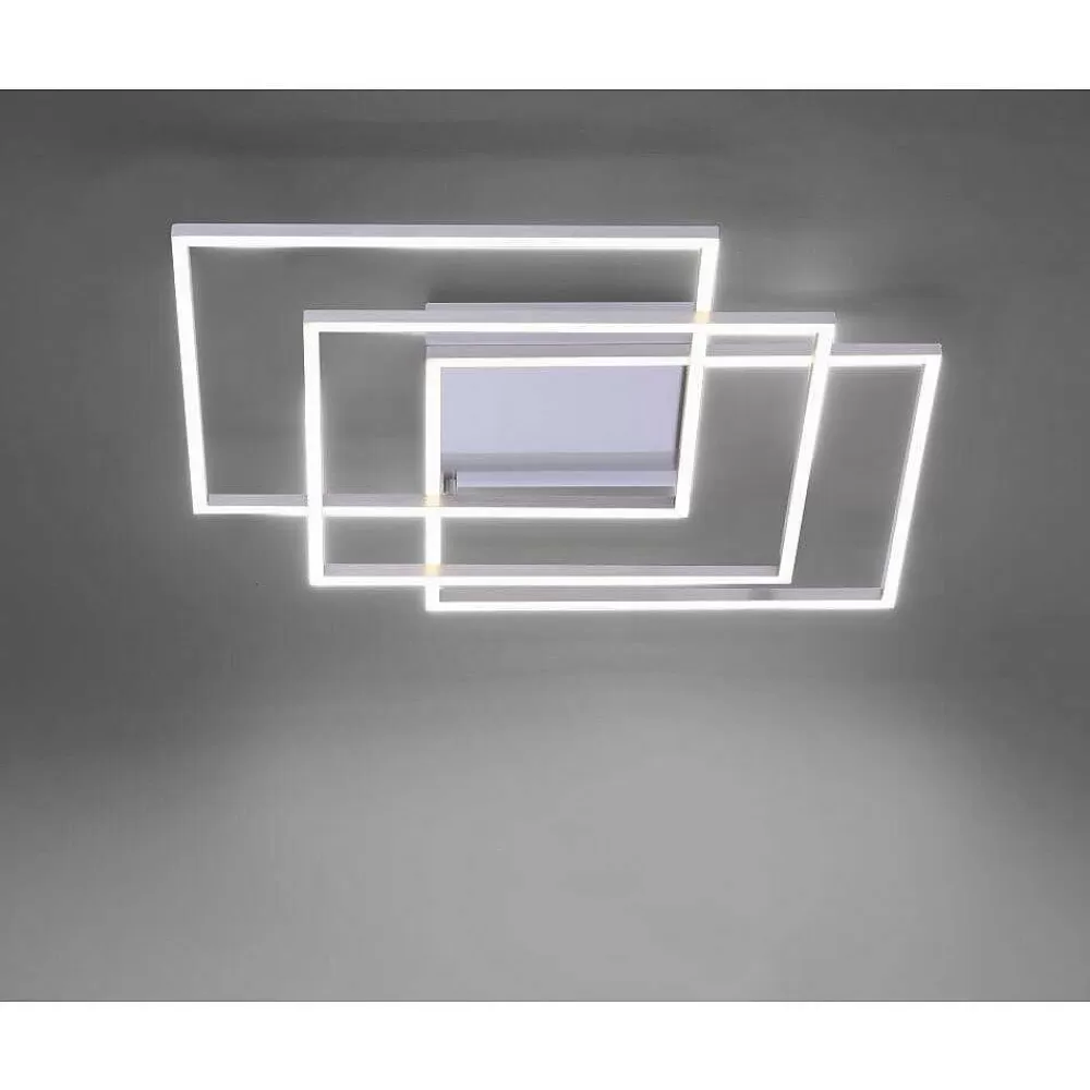 Paul Neuhaus Q-Serie Plafonnier Paul Neuhaus Q-Inigo Led Nickel Mat, 3 Lumieres, Telecommandes