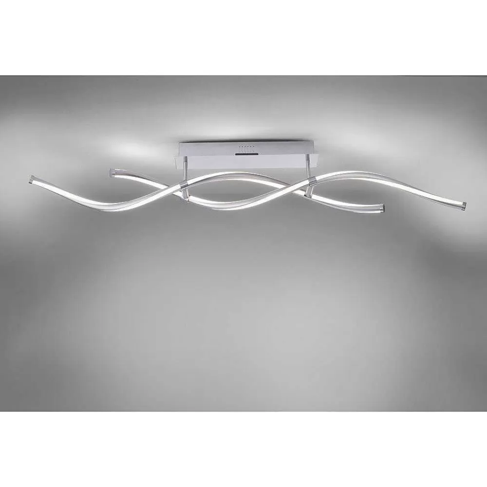 Paul Neuhaus Q-Serie Plafonnier Paul Neuhaus Q-Malina Led Acier Inoxydable, 2 Lumieres, Telecommandes