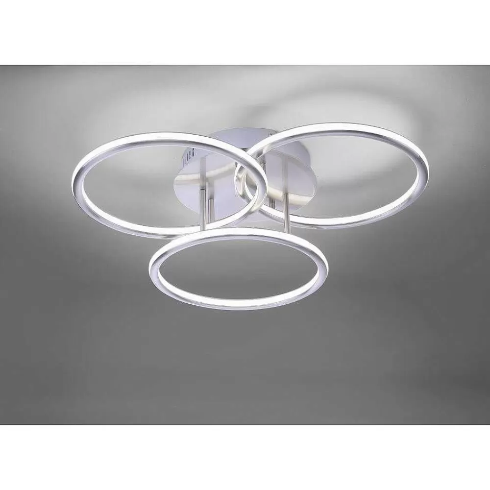 Paul Neuhaus Q-Serie Plafonnier Paul Neuhaus Q-Nevio Led Nickel Mat, 3 Lumieres, Telecommandes