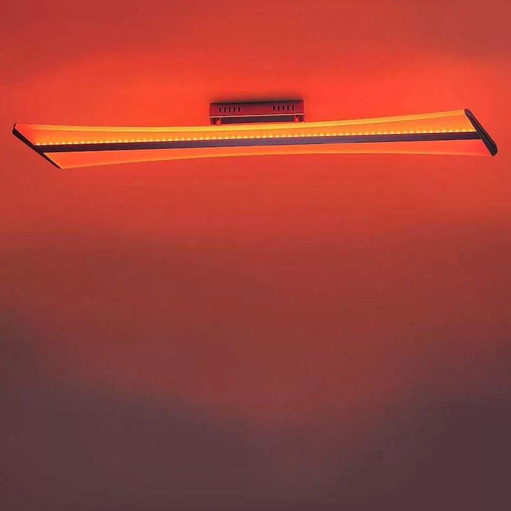 Paul Neuhaus Q-Serie Plafonnier Paul Neuhaus Q-Riller Led Chrome, 2 Lumieres, Telecommandes, Changeur De Couleurs