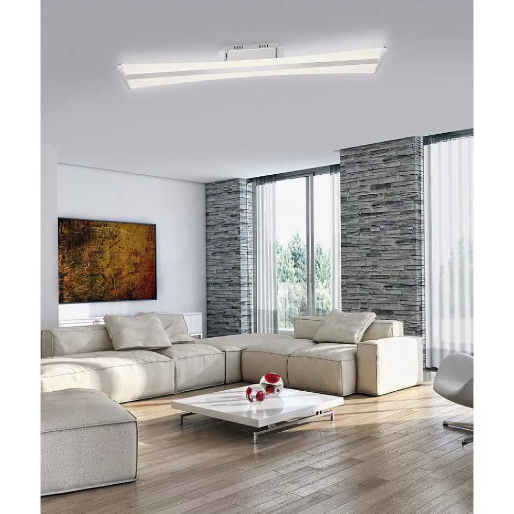 Paul Neuhaus Q-Serie Plafonnier Paul Neuhaus Q-Riller Led Chrome, 2 Lumieres, Telecommandes, Changeur De Couleurs