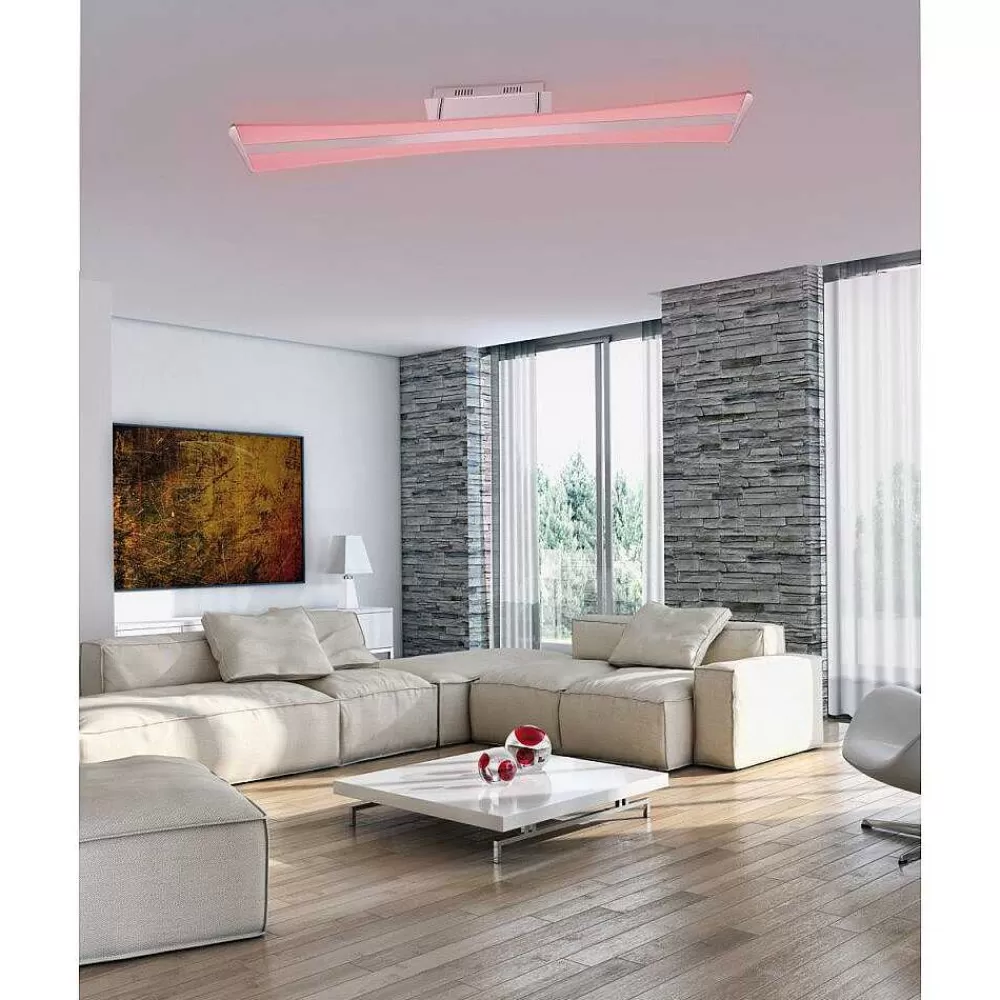 Paul Neuhaus Q-Serie Plafonnier Paul Neuhaus Q-Riller Led Chrome, 2 Lumieres, Telecommandes, Changeur De Couleurs