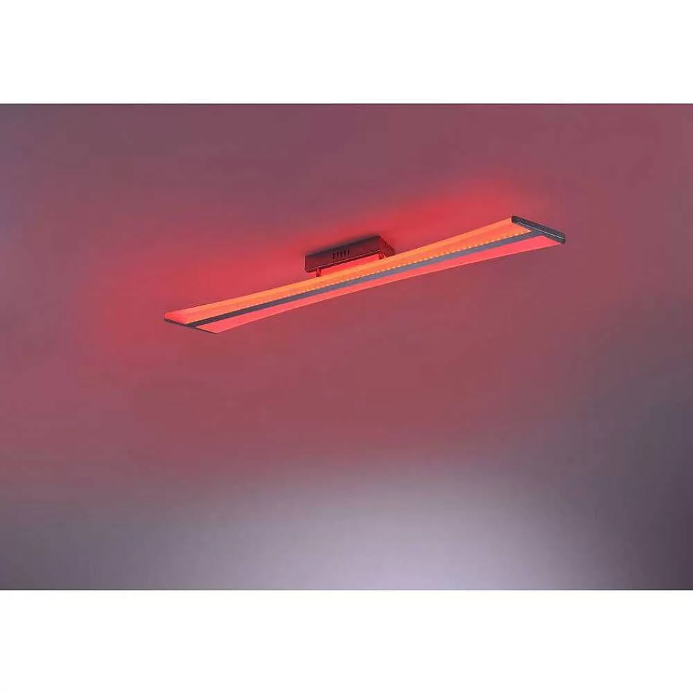 Paul Neuhaus Q-Serie Plafonnier Paul Neuhaus Q-Riller Led Chrome, 2 Lumieres, Telecommandes, Changeur De Couleurs
