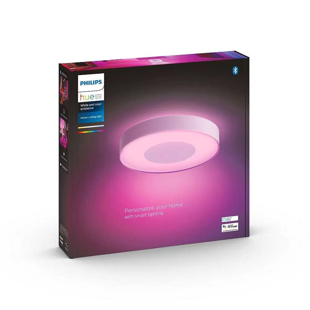 Luminaires Philips Plafonnier Philips Hue Infuse Led Blanc, 1 Lumiere, Changeur De Couleurs