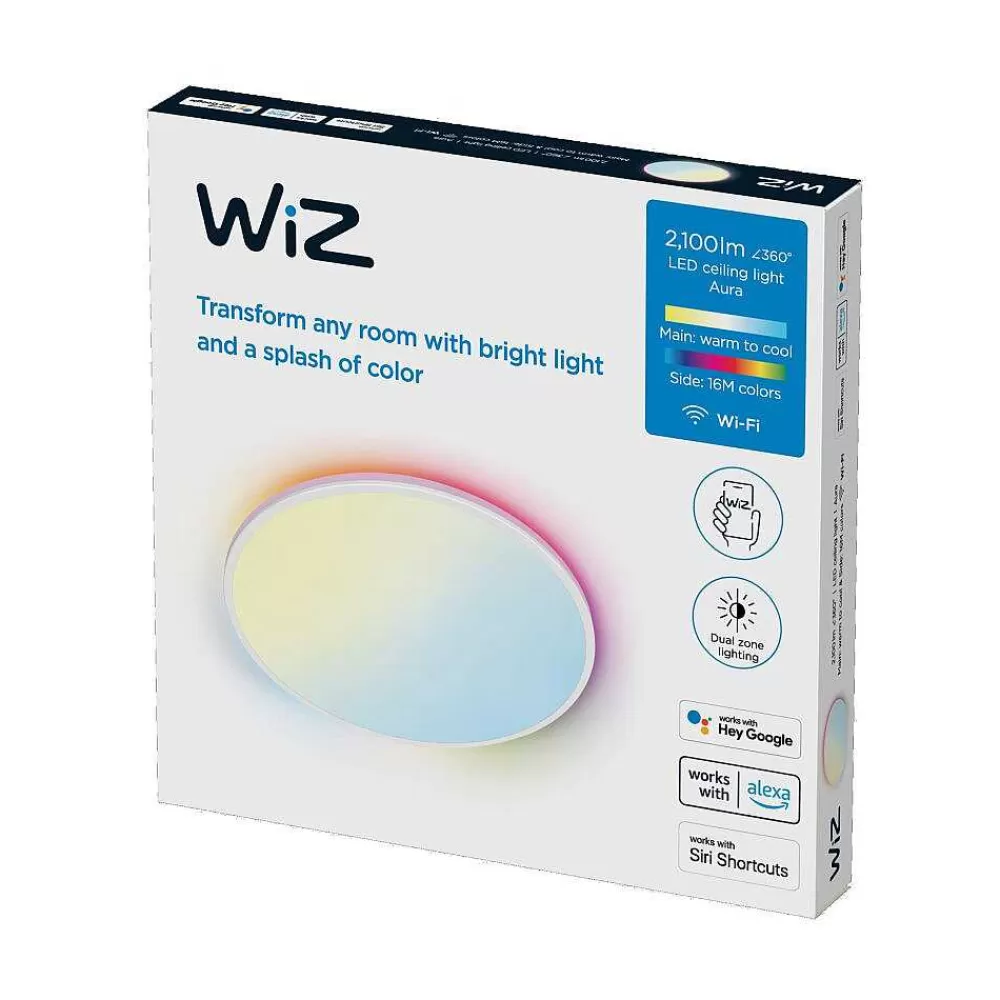 Luminaires Philips Plafonnier Philips Wiz Rune Led Blanc, 1 Lumiere, Changeur De Couleurs