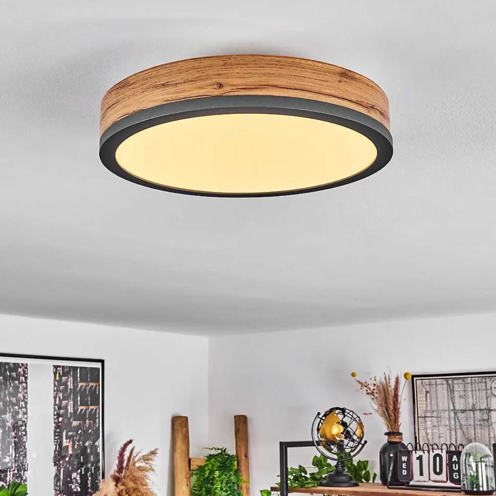 hofstein Plafonnier Salmi Led Anthracite, Brun, Couleur Bois, 1 Lumiere