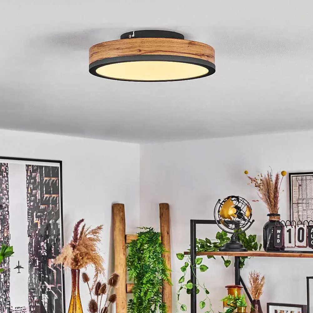 hofstein Plafonnier Salmi Led Anthracite, Brun, Couleur Bois, 1 Lumiere
