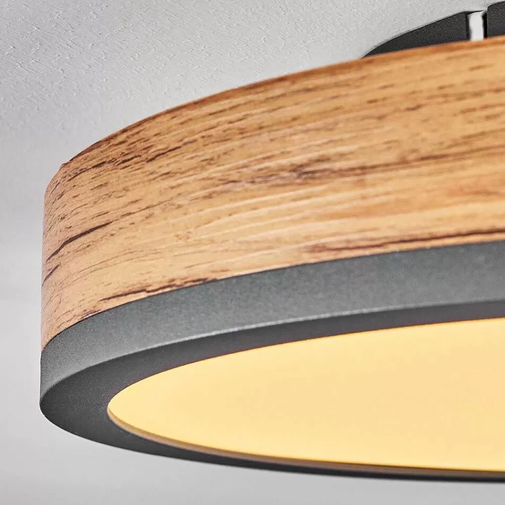 hofstein Plafonnier Salmi Led Anthracite, Brun, Couleur Bois, 1 Lumiere