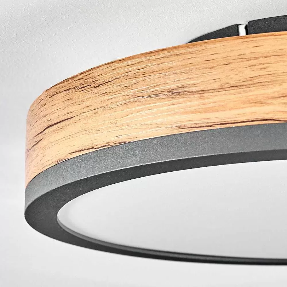hofstein Plafonnier Salmi Led Anthracite, Brun, Couleur Bois, 1 Lumiere