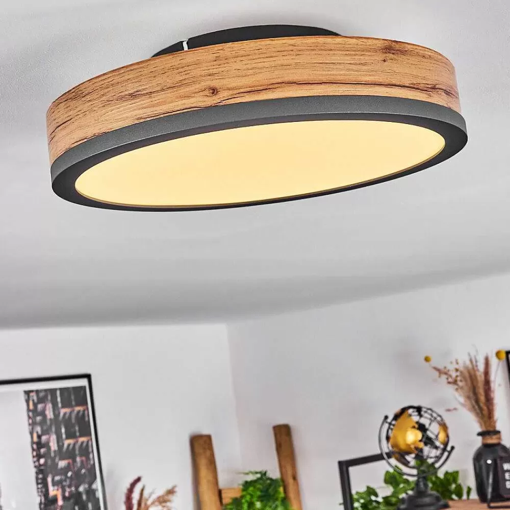 hofstein Plafonnier Salmi Led Anthracite, Brun, Couleur Bois, 1 Lumiere