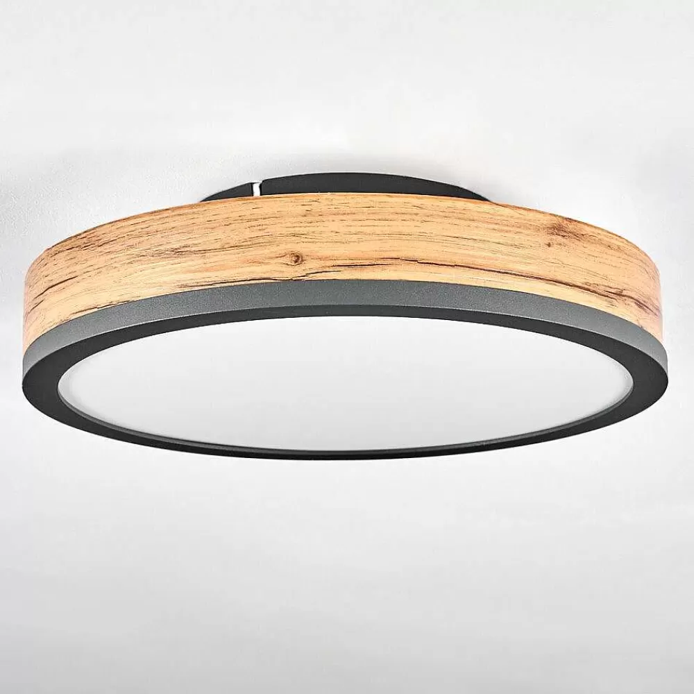 hofstein Plafonnier Salmi Led Anthracite, Brun, Couleur Bois, 1 Lumiere