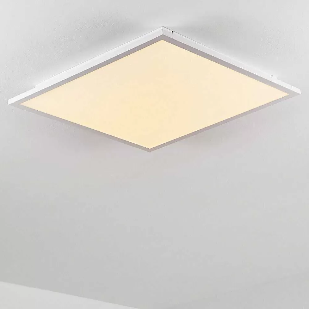 hofstein Plafonnier Salmi Led Blanc, 1 Lumiere, Telecommandes, Changeur De Couleurs