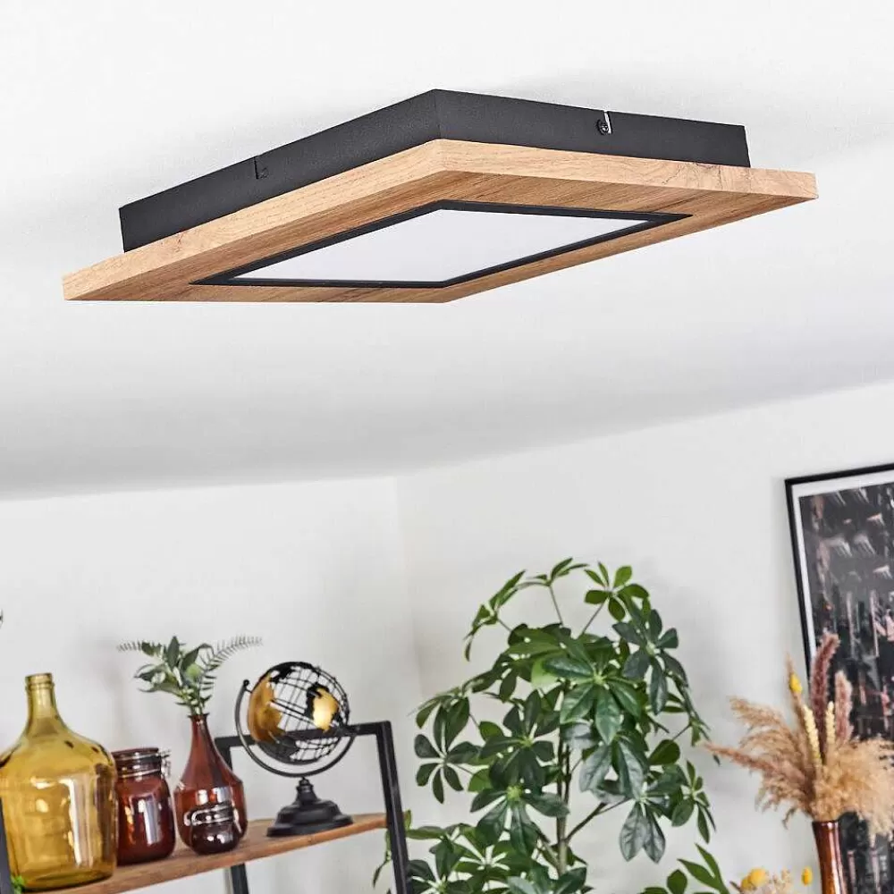 hofstein Plafonnier Salmi Led Couleur Bois, Noir, 1 Lumiere