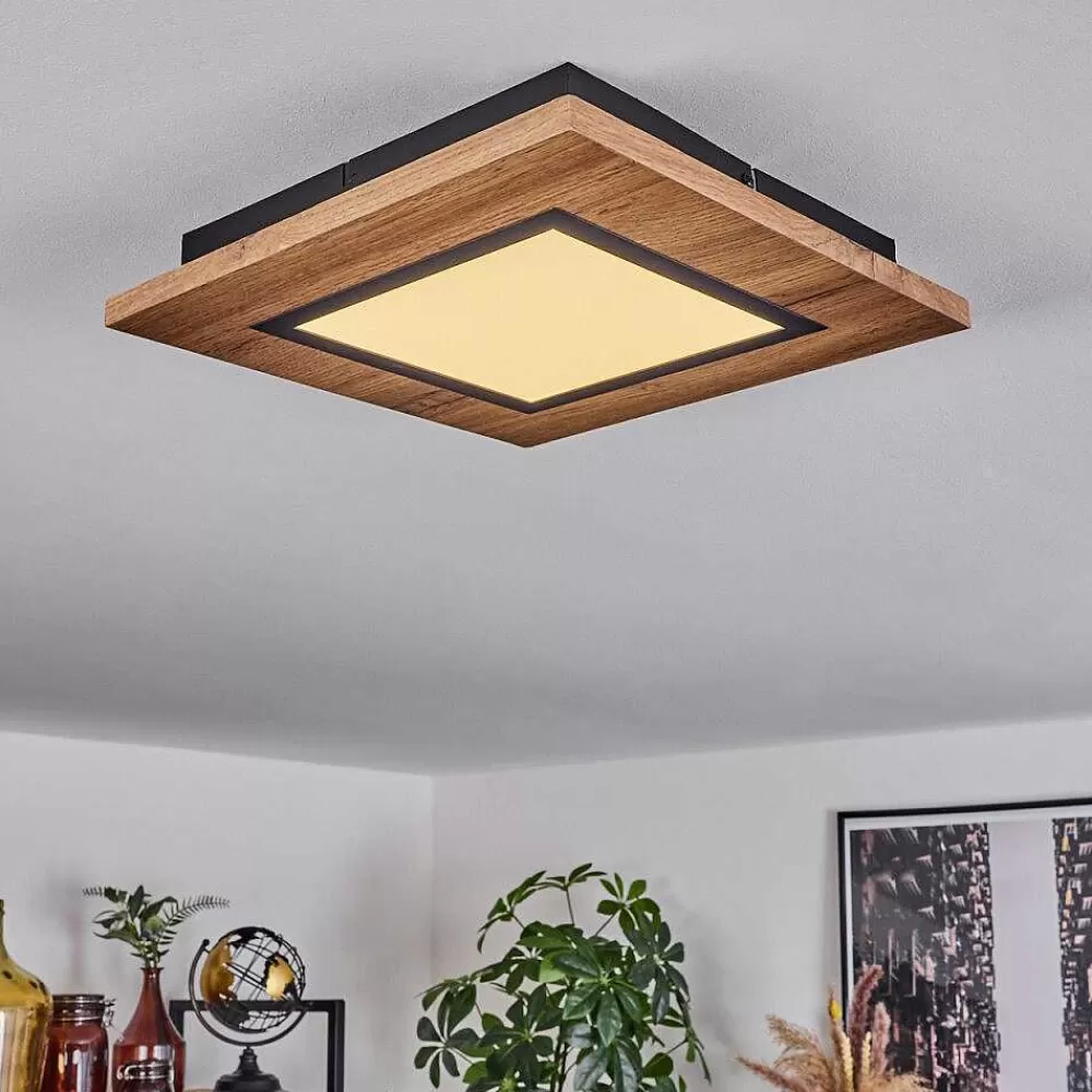 hofstein Plafonnier Salmi Led Couleur Bois, Noir, 1 Lumiere