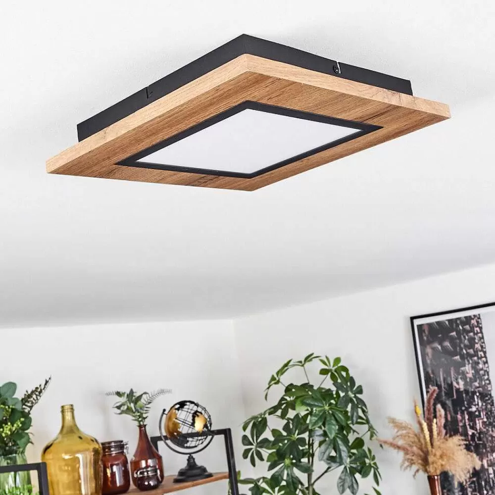 hofstein Plafonnier Salmi Led Couleur Bois, Noir, 1 Lumiere