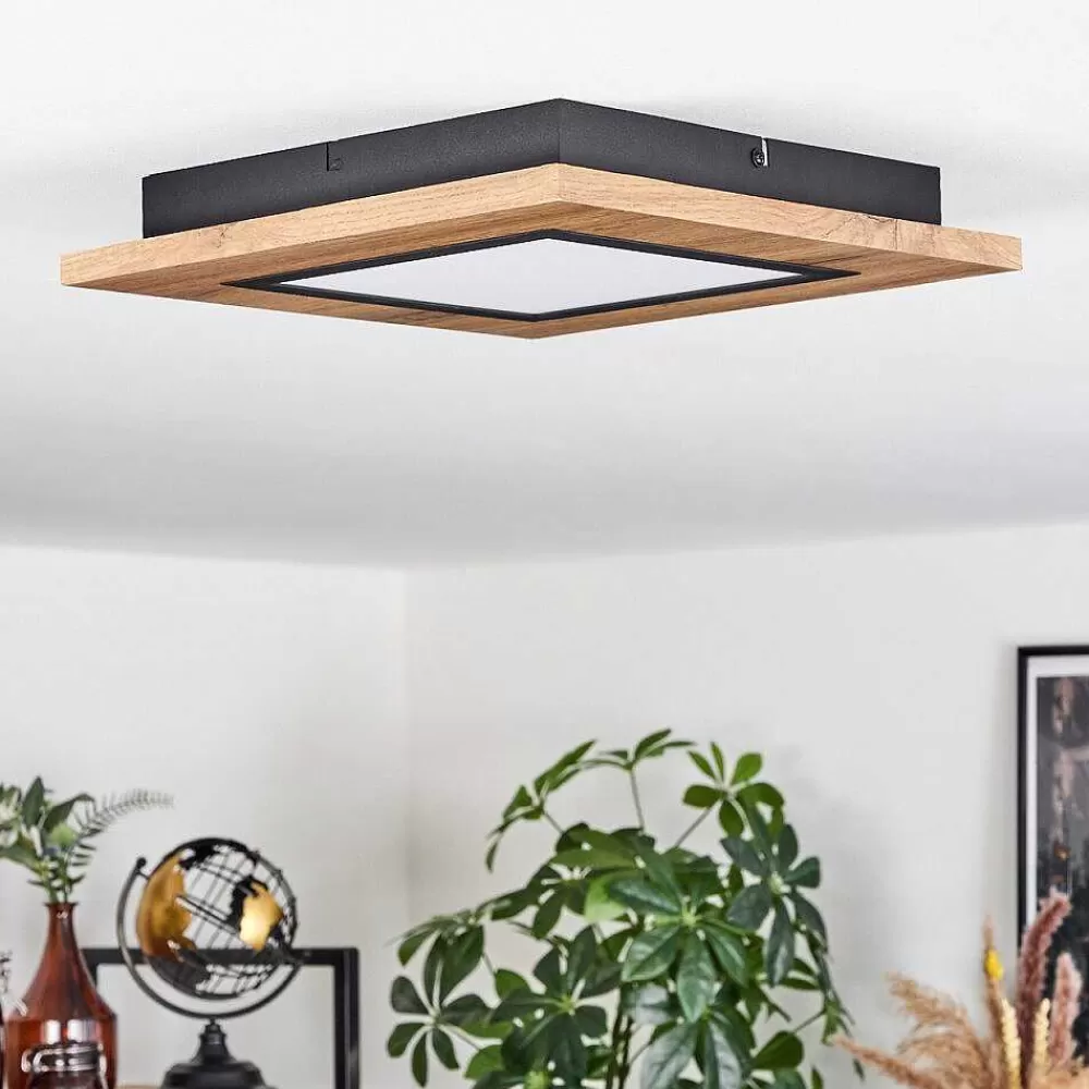 hofstein Plafonnier Salmi Led Couleur Bois, Noir, 1 Lumiere